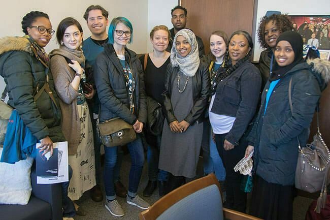 Avivo staff and program participants meet with Representative Ilhan Omar during Second Chance Day on the Hill.
