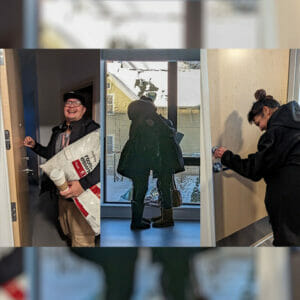 Image showing three separate individuals moving into housing after experiencing homelessness.
