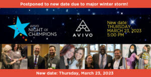Banner from Avivo's 2023 Night of Champions event.