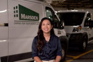 Joy Nguyen, Community Engagement and Outreach Manager at Marsden Services and Avivo volunteer, smiles for the camera.