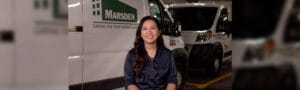Joy Nguyen, Community Engagement and Outreach Manager at Marsden Services and Avivo volunteer, smiles for the camera.